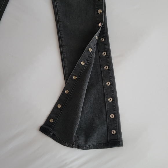 DTLA Dark Gray Y2K Silver Stud Button Skinny Jeans - Picture 7 of 14